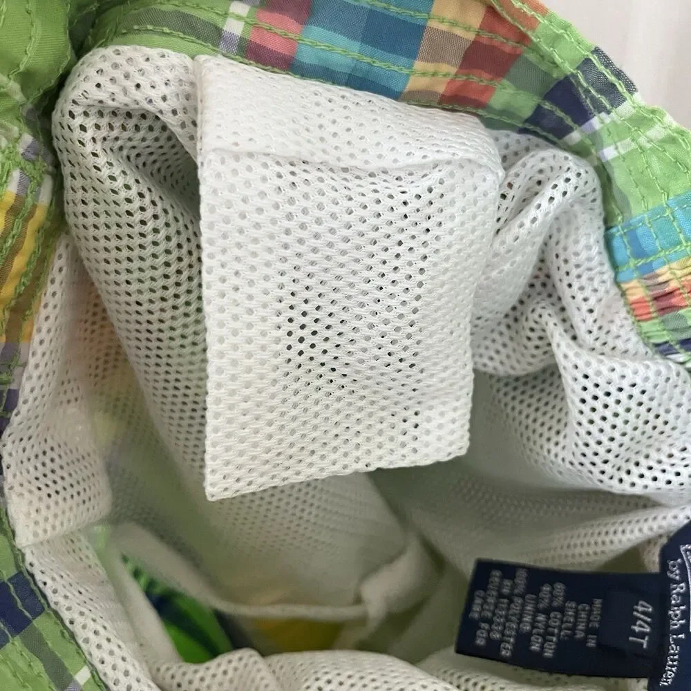 Polo by Ralph Lauren Green Plaid Swim Board Shorts Boys Size 4/4T